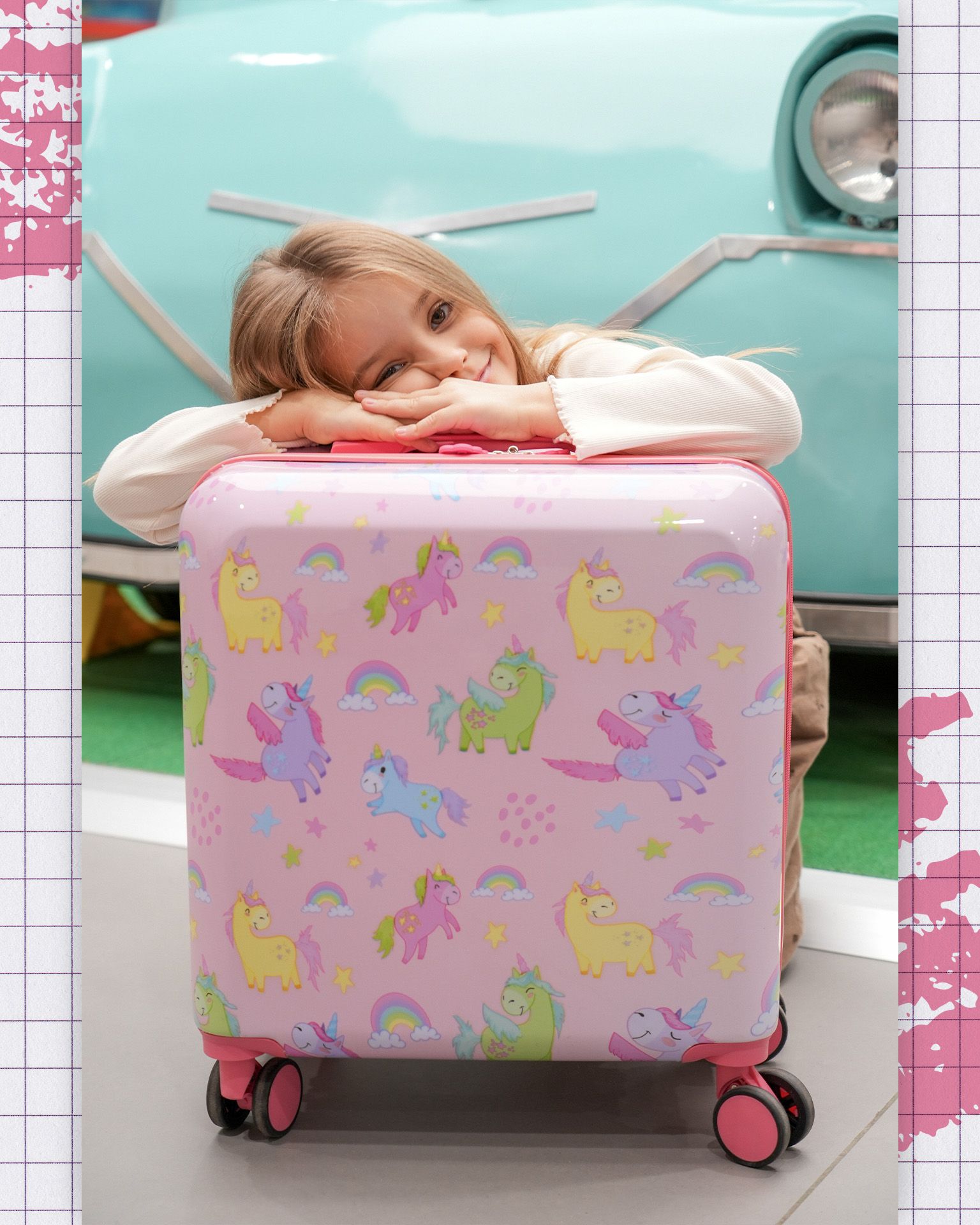 Rózsaszín egyszarvú gyermek bőrönd
