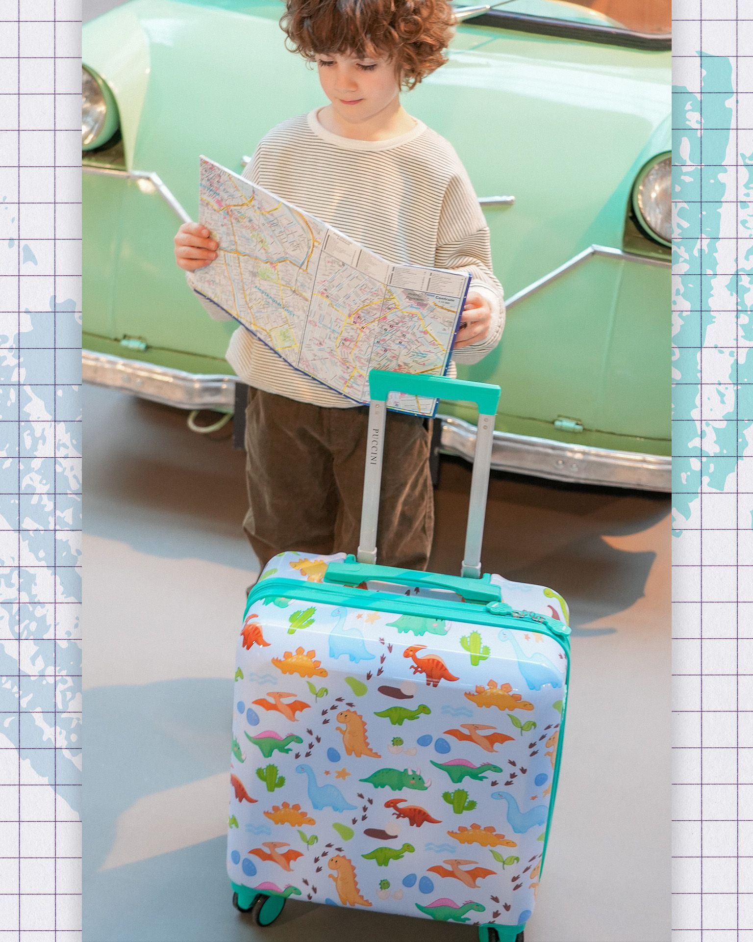 Gyerek bőrönd dínók kékkel