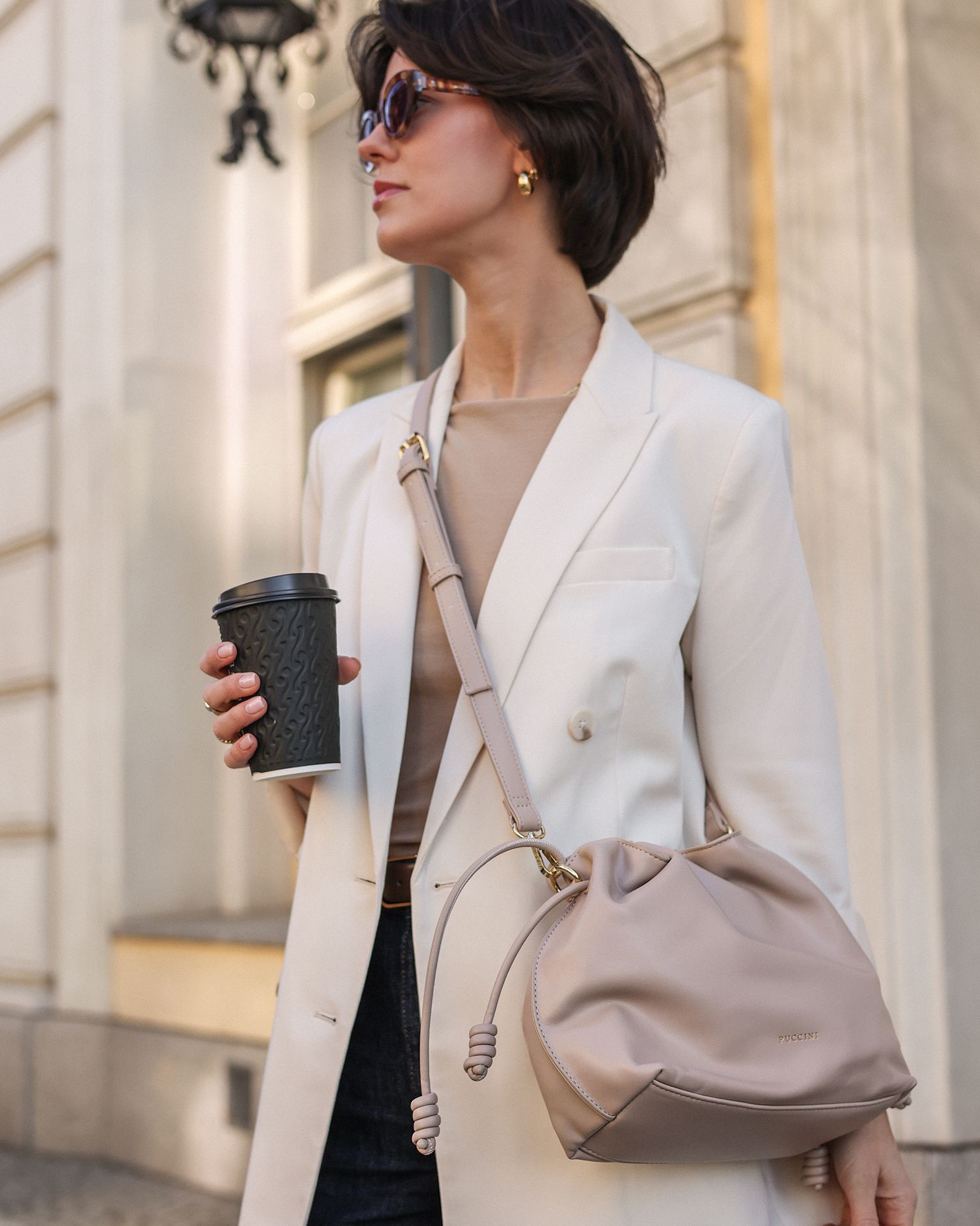 Beige műbőr női oldaltáska