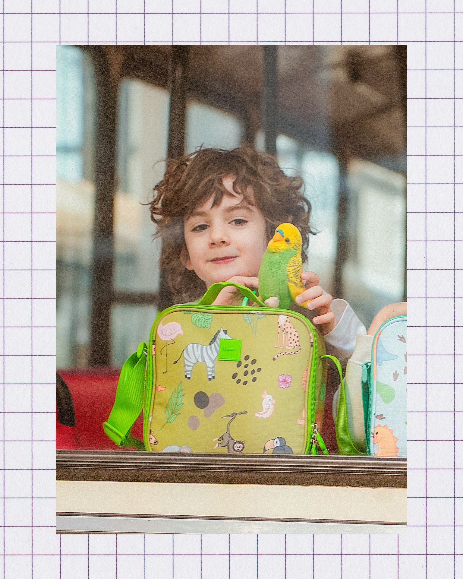 Gyermek ebéd táska zöld szafari