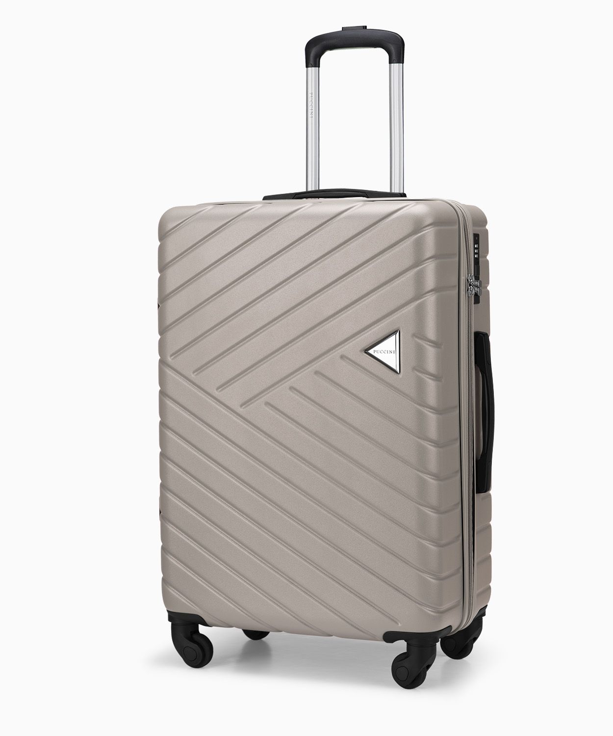 Közepes gurulós bőrönd - pezsgőszínű