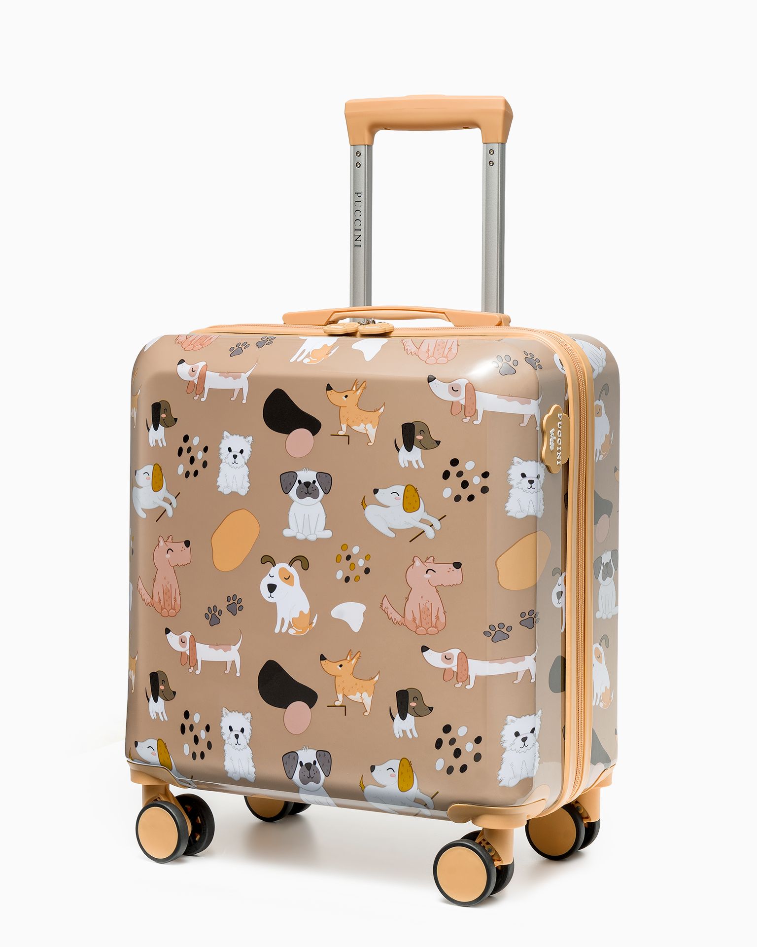 Gyerek bőrönd kutyákkal barna