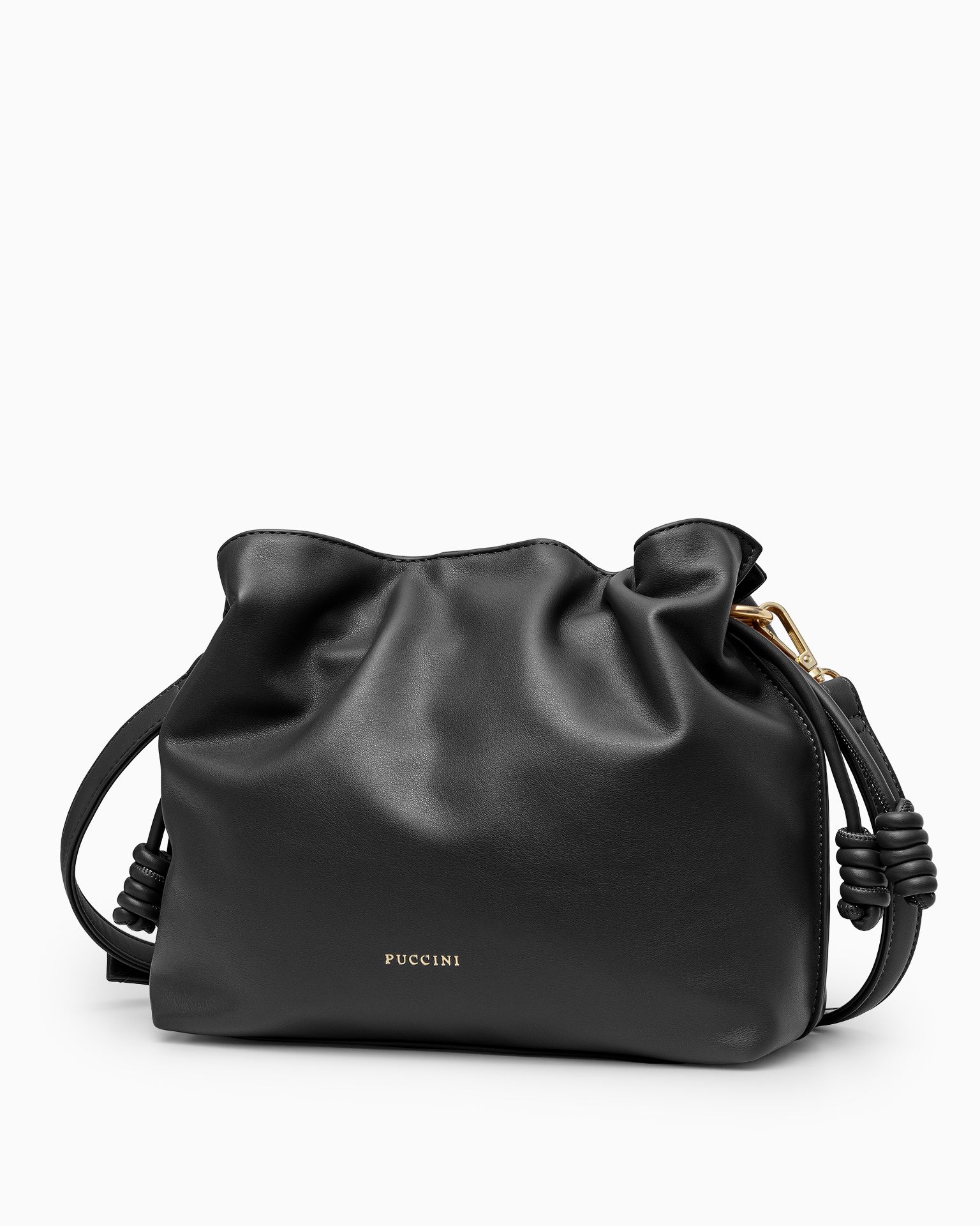 Fekete műbőr női messenger táska