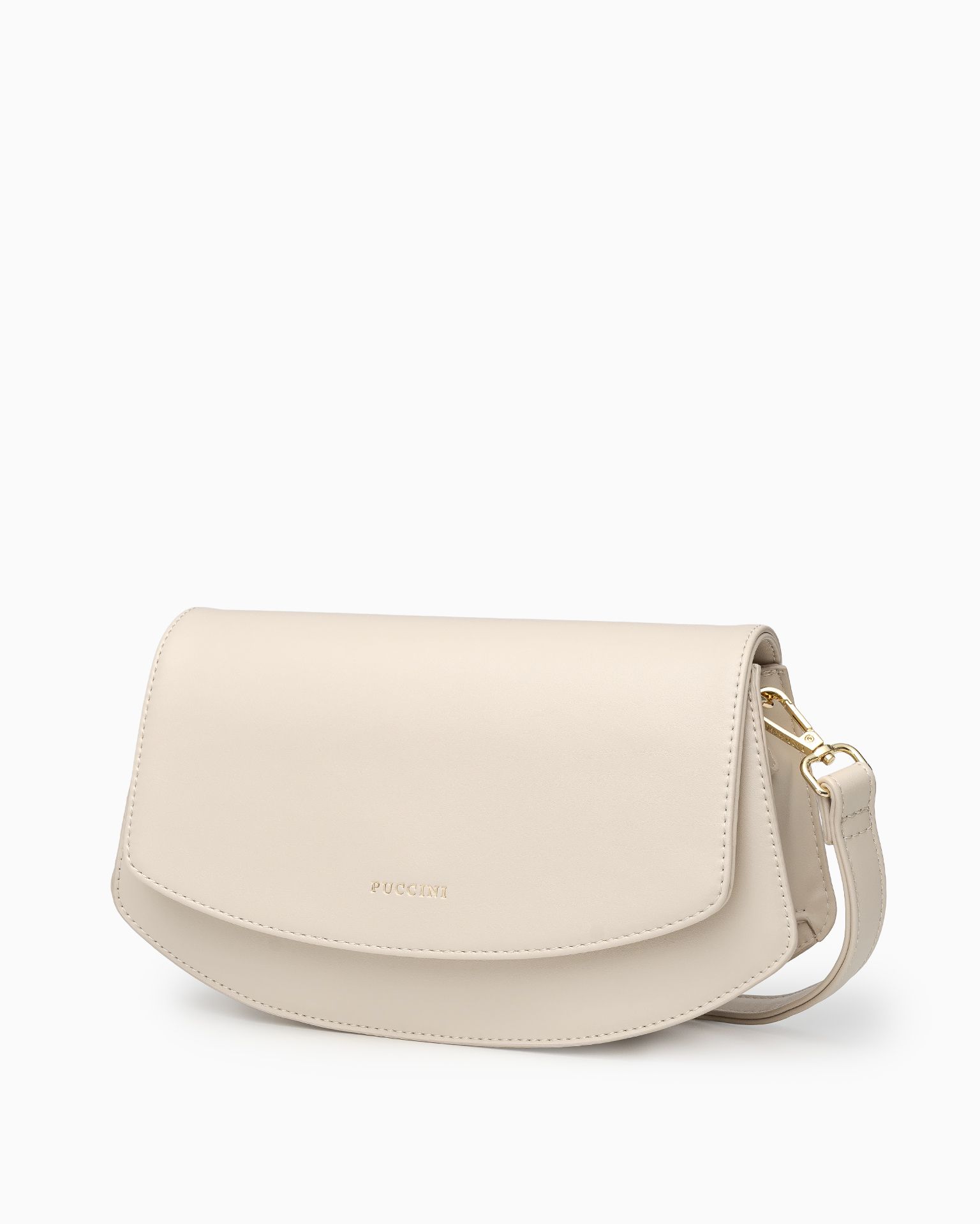 Elegáns női táska hosszú pánttal bézs színben