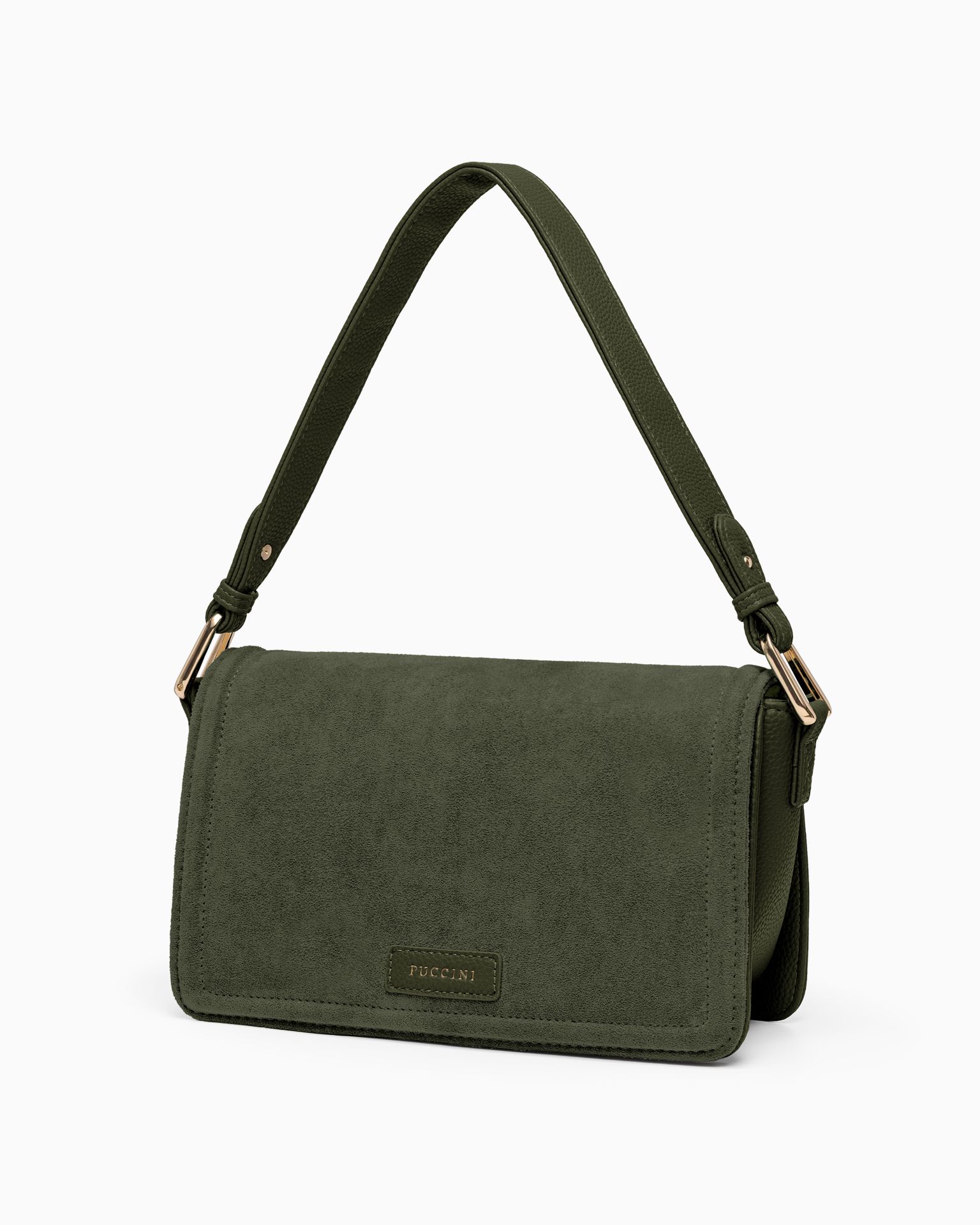 Női crossbody táska ökológiai szarvasbőrből zöld színben