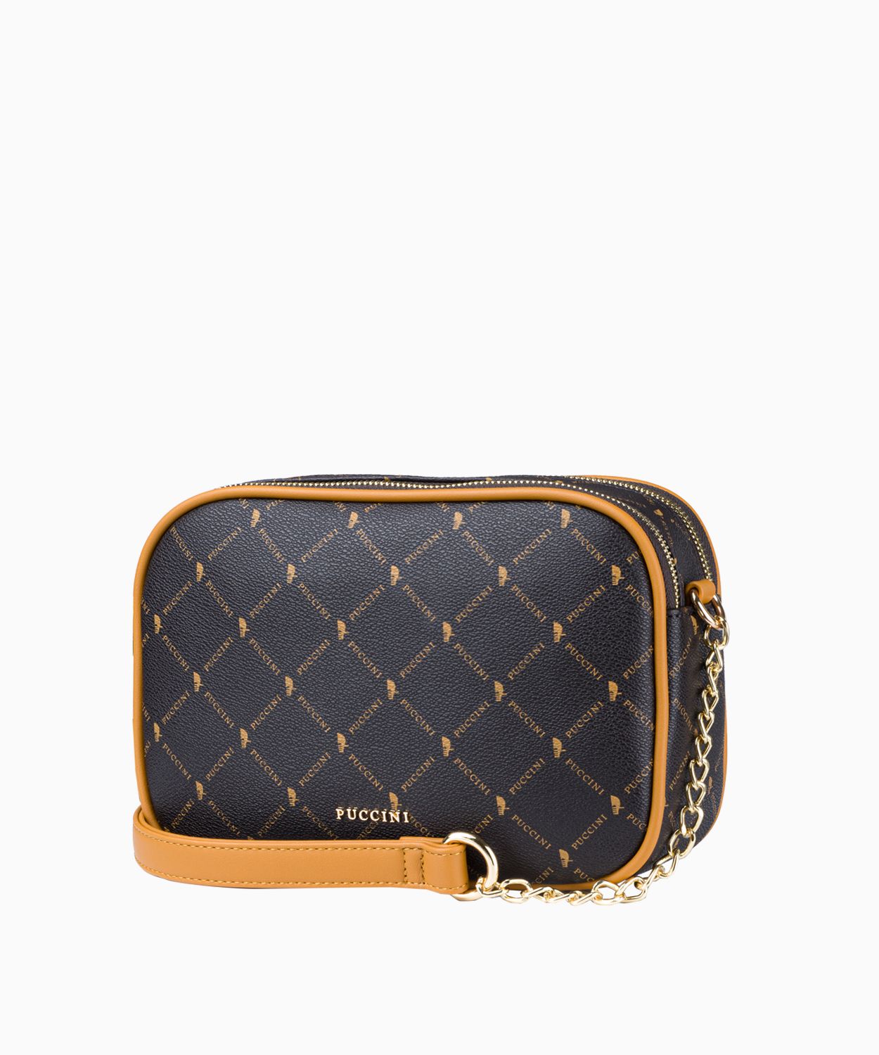 Kétrekeszes logós postás kézitáska lánccal