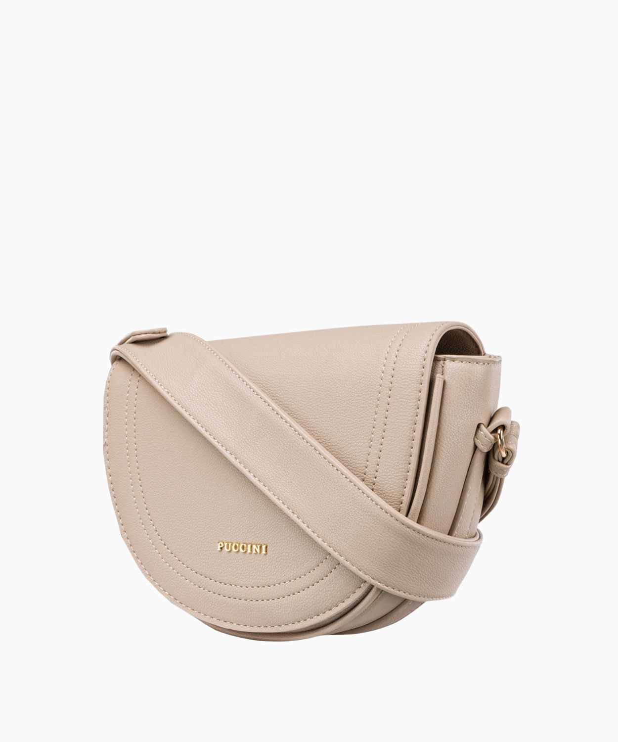 Félhold alakú női crossbody kézitáska - bézs
