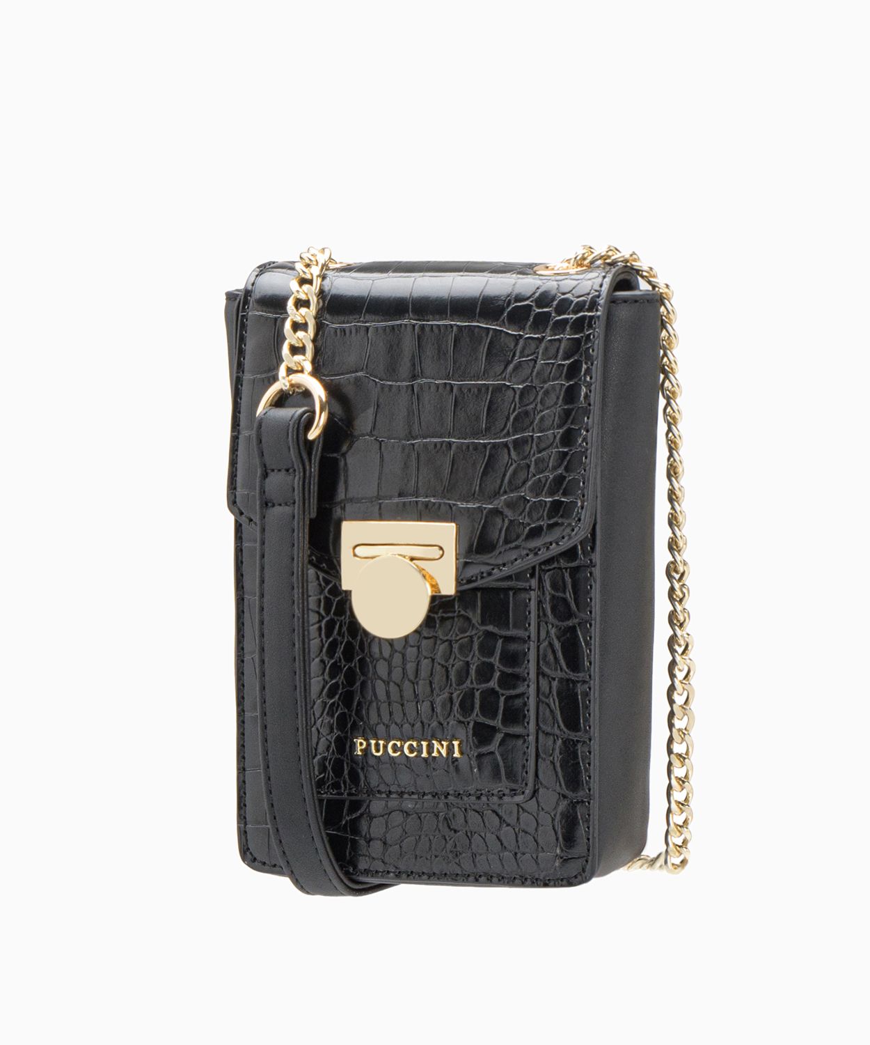 Női mini kézitáska lánccal - fekete