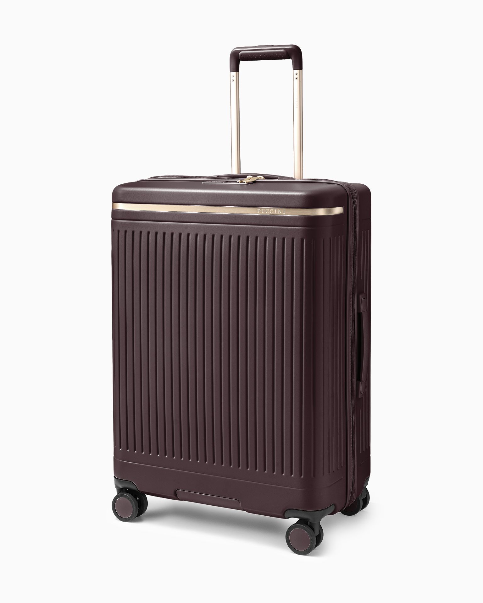 Közepes polikarbonát bőrönd barna