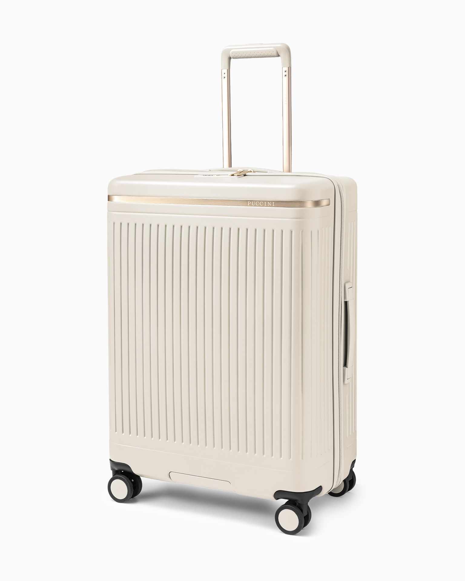 Közepes bőrönd bézs színben