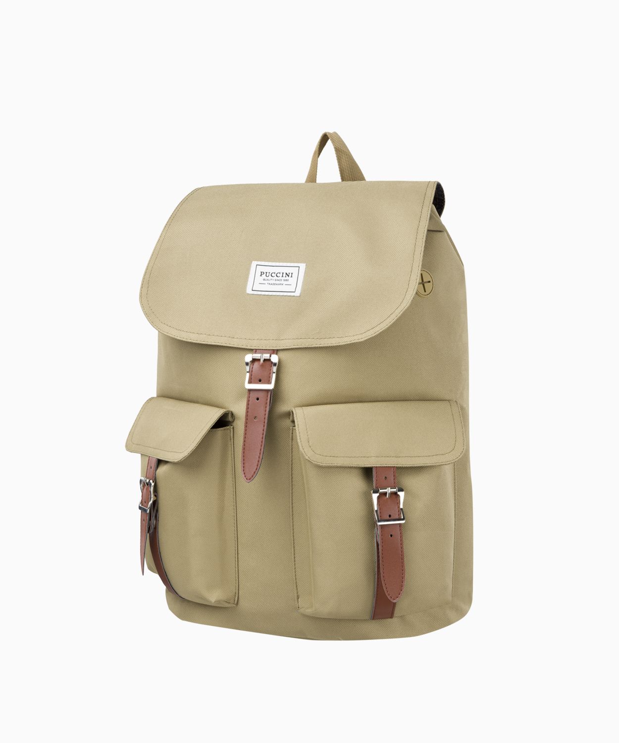 Beige szövet hátizsák zsebekkel
