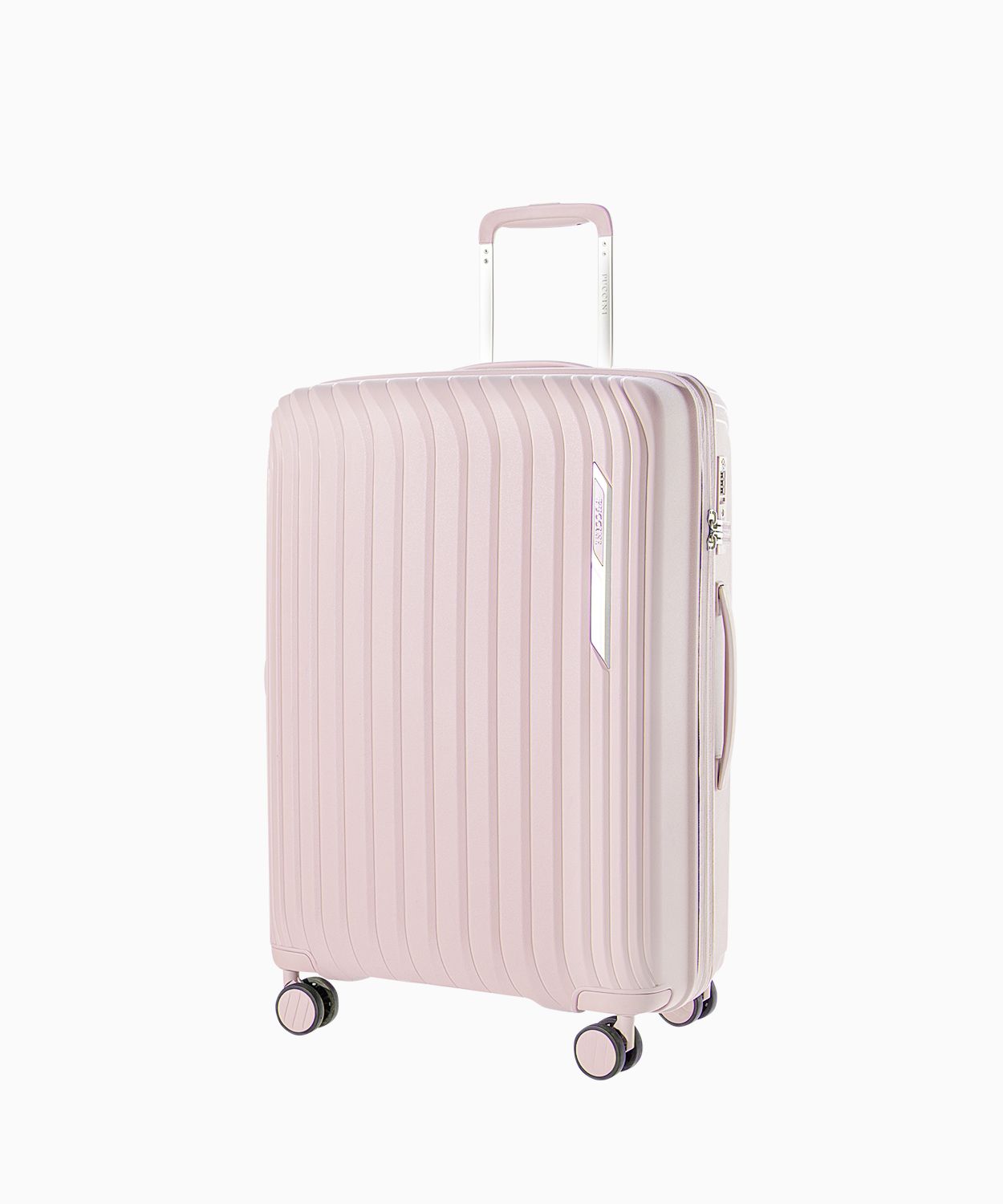 Közepes bőrönd polipropilénből hornyokkal, rózsaszínű