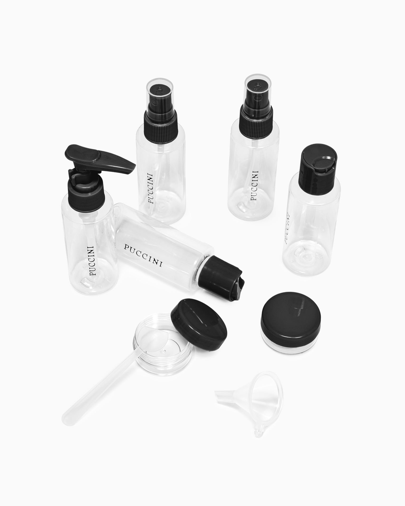 Utazási tartályok készlete fekete