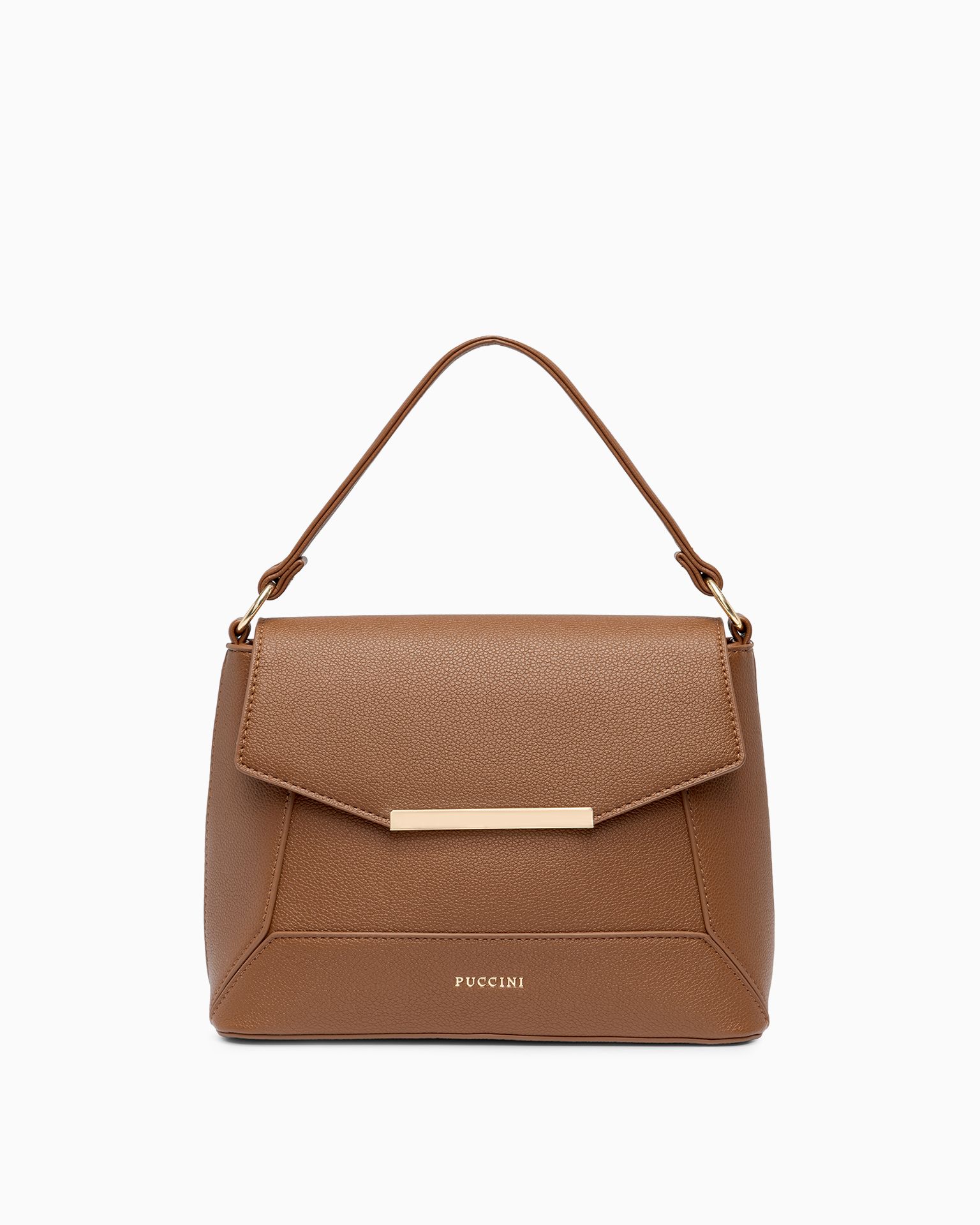 Női közepes méretű kézitáska ökológiai bőrből világosbarna színben