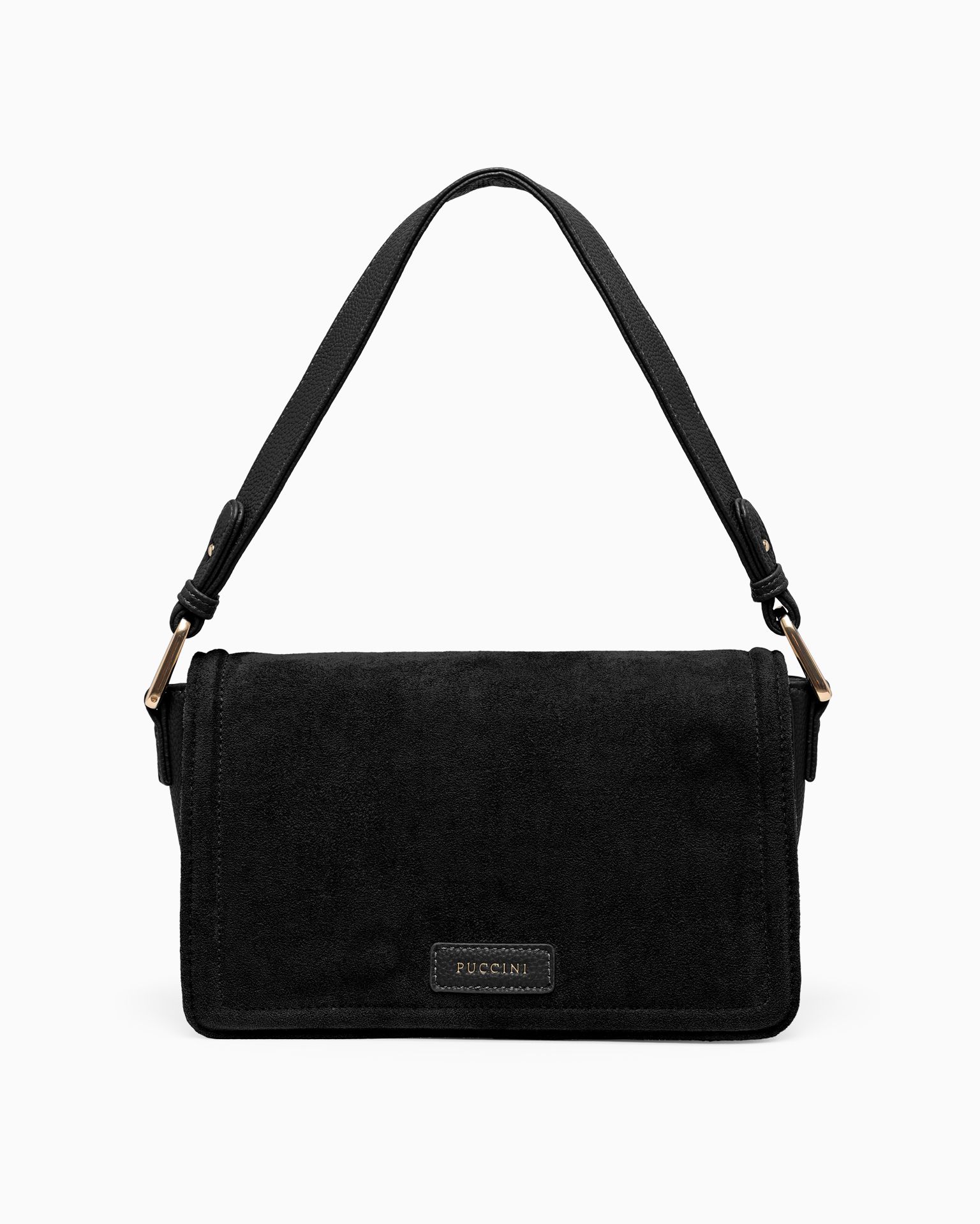 Női crossbody táska ökológiai szarvasbőrből fekete színben