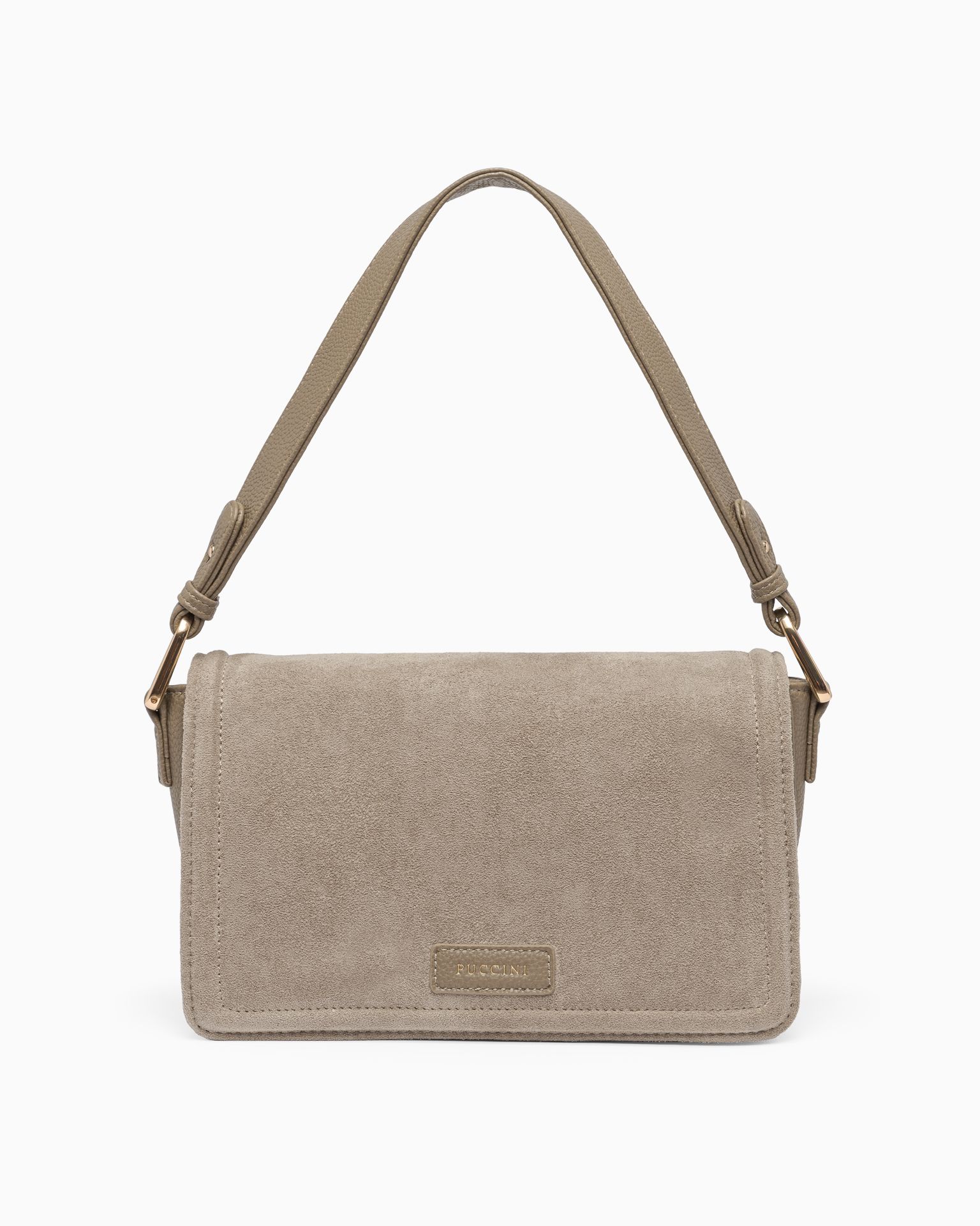 Női crossbody táska bézs színű ökológiai velúrbőrből