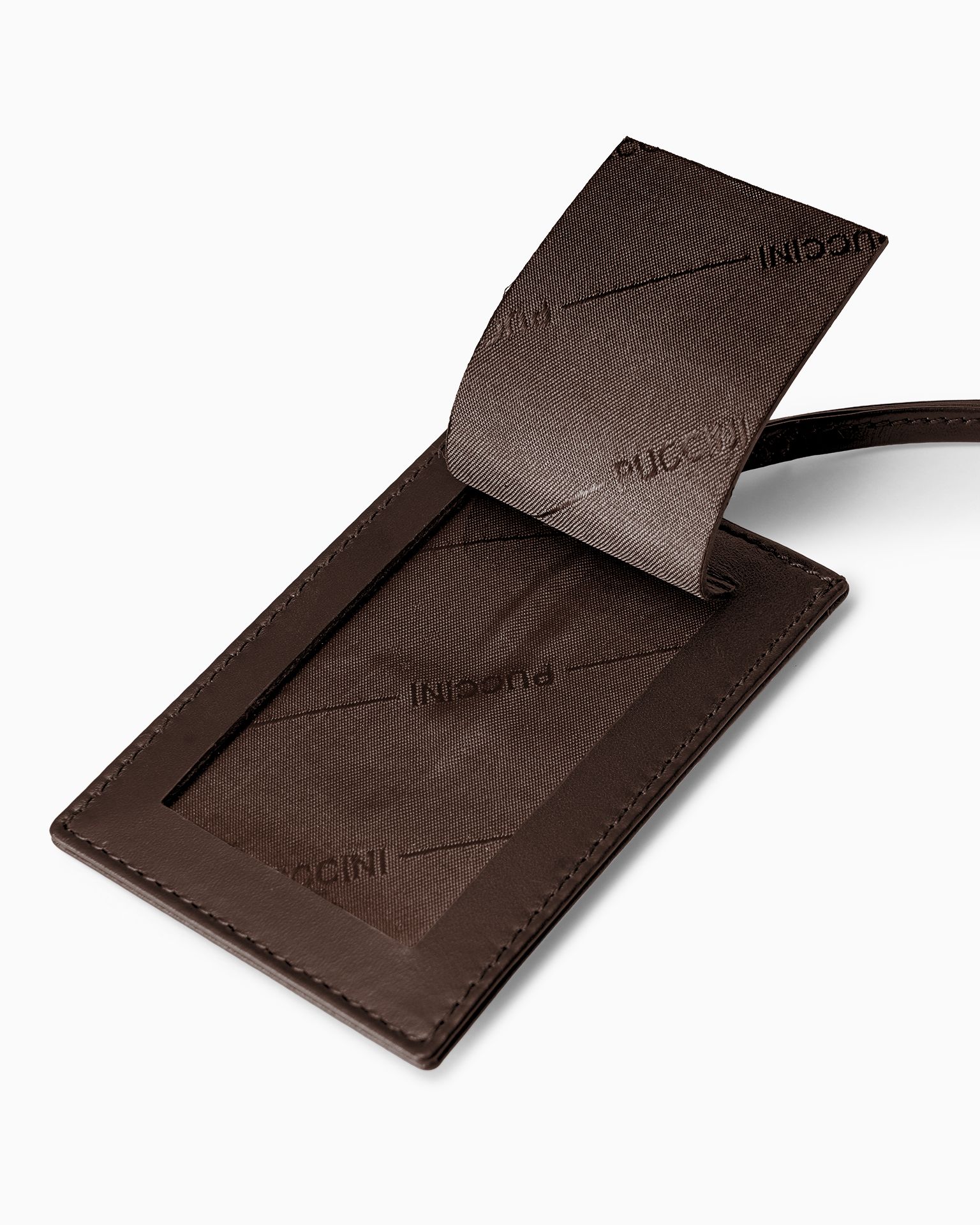 Sötétbarna bőr poggyászcímke