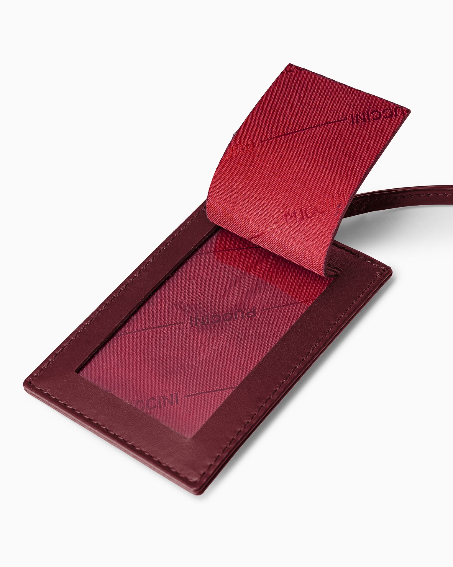 Bőr csomagcímke bordó