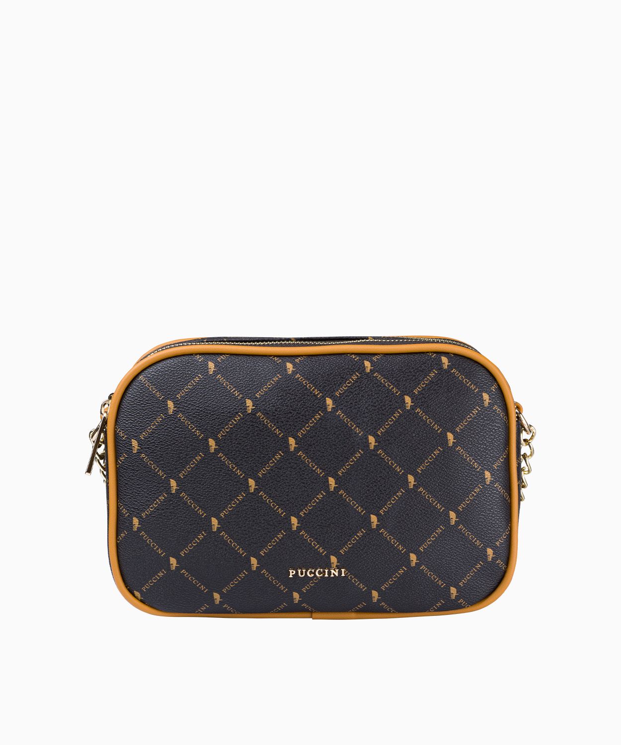 Kétrekeszes logós postás kézitáska lánccal