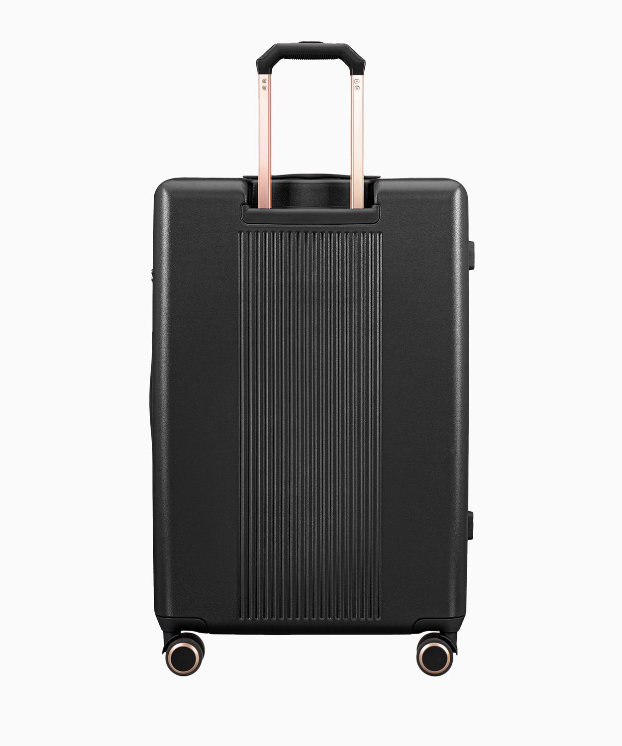 Nagy fekete bőrönd rose gold elemekkel