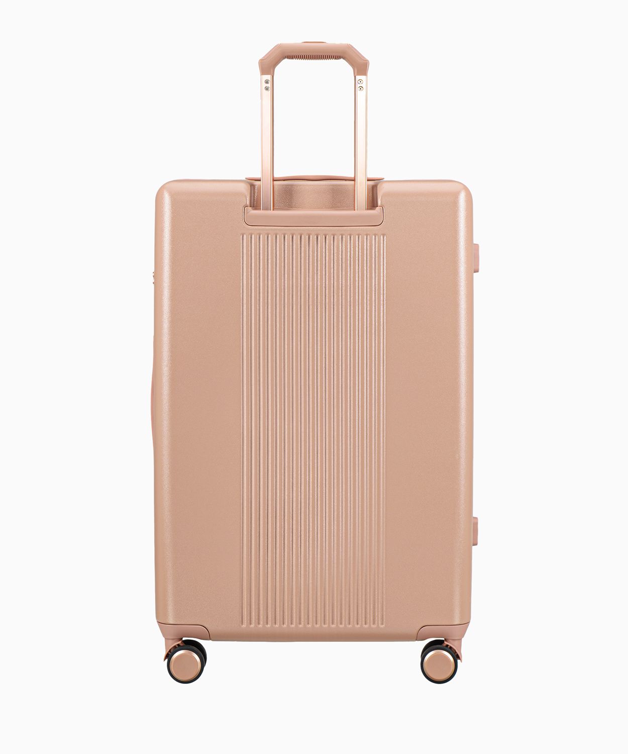 Nagy rózsaszín bőrönd rose gold elemekkel