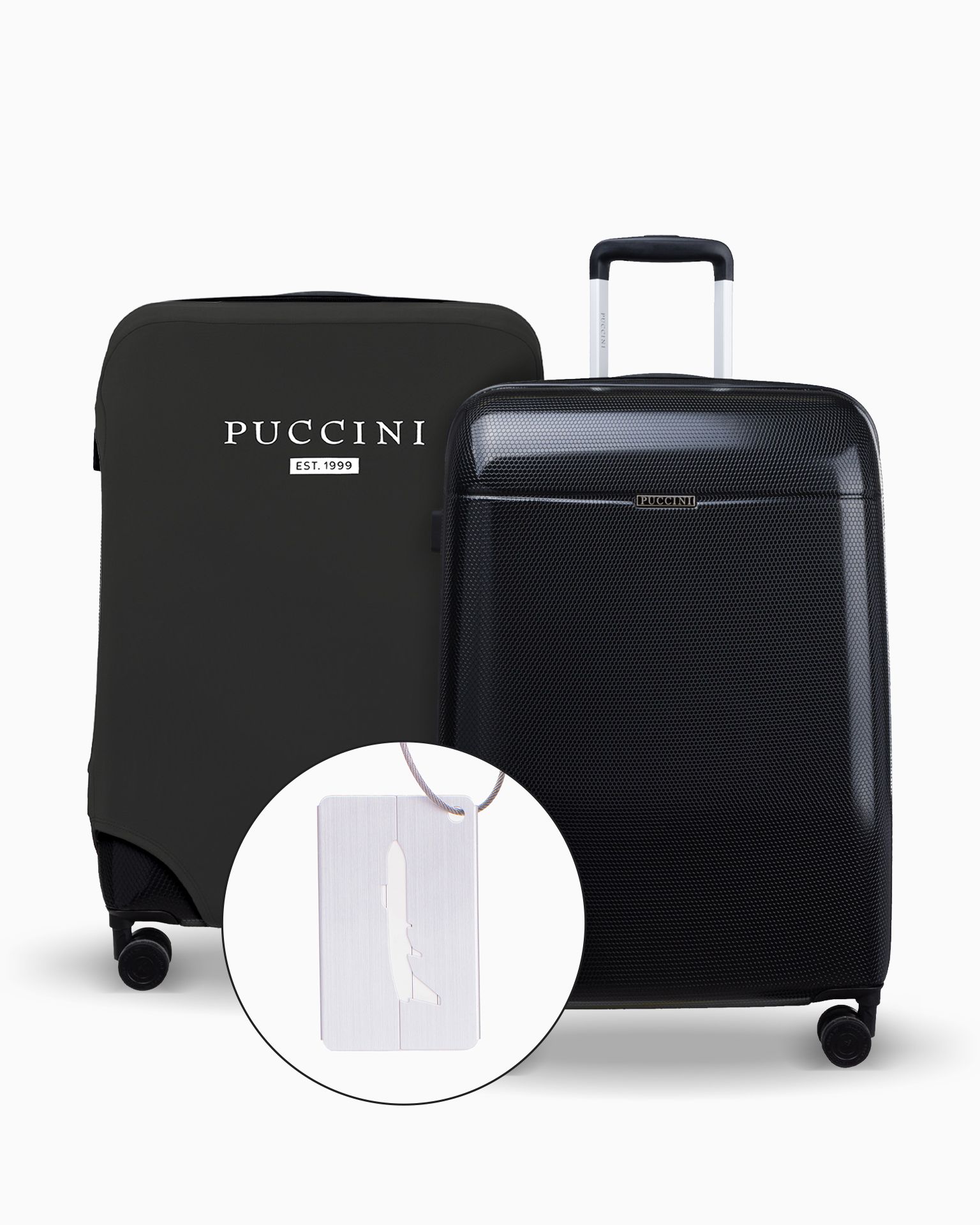 Közepes bőrönd készlet + bőrönd + poggyászcímke